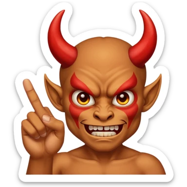 A demon with 2 hands and the hands are middle fingers sticker