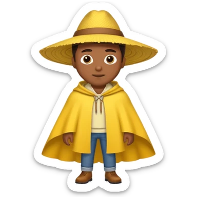 brown skin man with fashion yellow pancho sticker