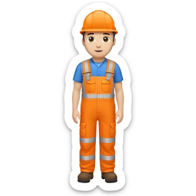 engineer hi-vis orange overalls standing full body sticker