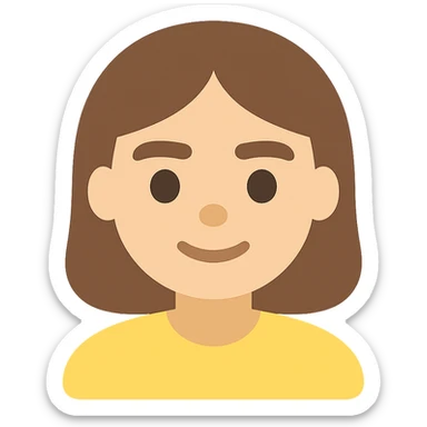 girl with brown hair and thick eyebrows, color icon sticker