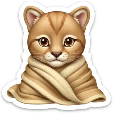 Cozy puma cougar cub in blanket sticker