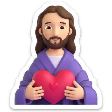 Jesus with a warm expression and heart sticker