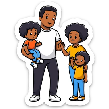 family with white dad, black mom, and black child sticker