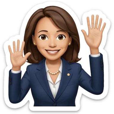 Kamala Harris waving, smiling sticker