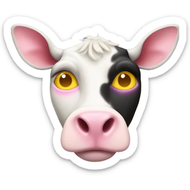 Cow colorsed cat with a pink nose and yellow eyes sticker