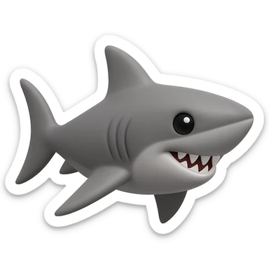 Edit the shark emoji to have a smooth, cartoonish, 3D emoji look in gray color, no legs, no sneakers, no background, just the shark facing right, inspired by the provided reference image. sticker