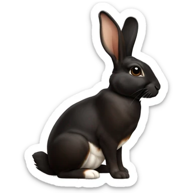 Harlequin rabbit breed black and dark brown sitting sticker