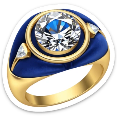 gold ring with a diamond in a dark blue case sticker