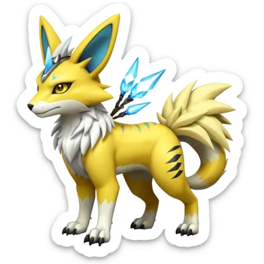 Beautiful Epic Zeraora-Renamon-Spectrobes-hybrid-creature sticker