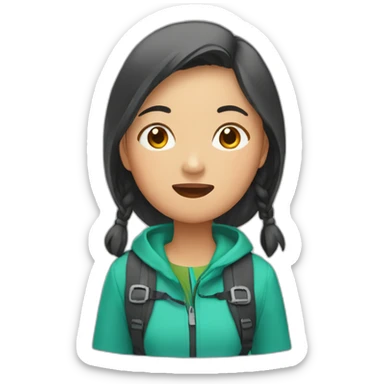 ASIA GIRL SPEAKING ON THE MOUNTAIN sticker