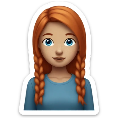 Straight red hair girl with blue eyes and freckles sticker