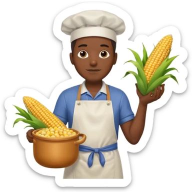 BLACK MAN AND A COOK CORN POT sticker