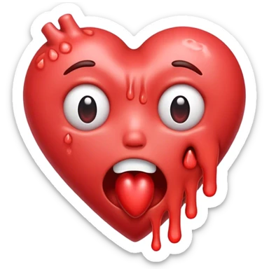 Heart with a face vomitting  sticker