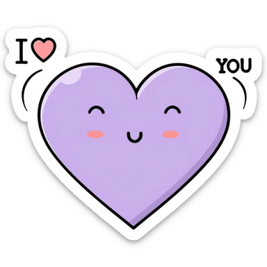 a light purple heart saying "i love you" sticker