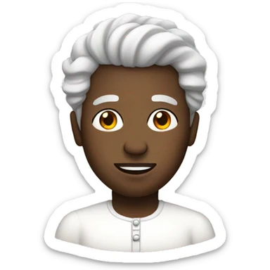 Black man with old lady hair and white dress sticker