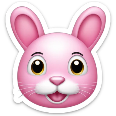 pink bunny with an oval head and white moustache, a round pink nose and a huge smile that takes up half his face sticker