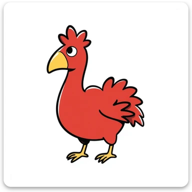 Red chocobo from Final Fantasy, large red bird-like mount with yellow beak sticker