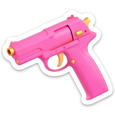 pink gun, realistic but stylized, shiny highlights sticker