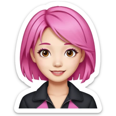 asian influencer pink hair selfie sticker