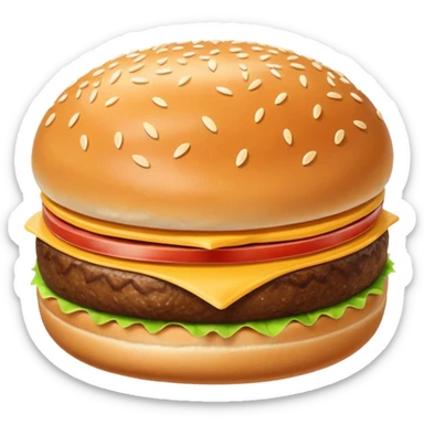 hamburger bun, smooth golden-brown domed top with white sesame seeds, soft pillowy base, clean edge, no filling or extras, soft lighting, emoji scale sticker