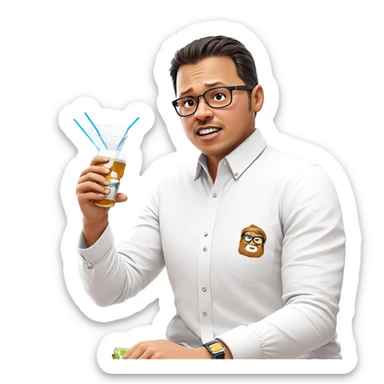 casual drinker with glasses sticker