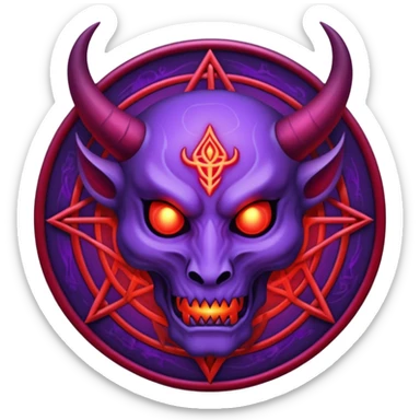 demon sigil, purple and red glow, simple sticker