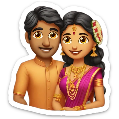 South Indian couples marriage sticker