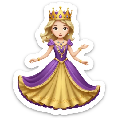 Fancy lady dancing with a crown sticker
