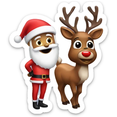 Rudolph with santa clous  sticker
