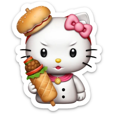 Hello kitty eating a Bagdad  sticker