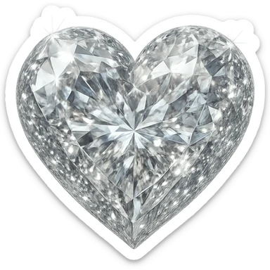 realistic digital art of a heart with a sparkling diamond effect, no background sticker