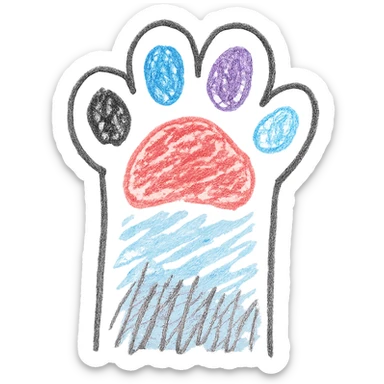 cat paw, playful and naive lines sticker