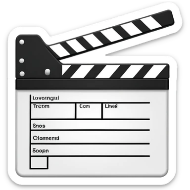 diagonal view of clapperboard outline, ultra simple black outlines only sticker