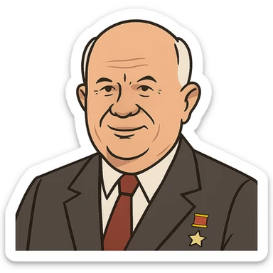 flat toon style portrait of Nikita Khrushchev sticker