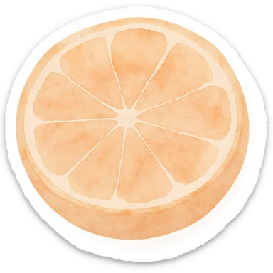 a sliced orange, showing the segments, watercolor art style sticker