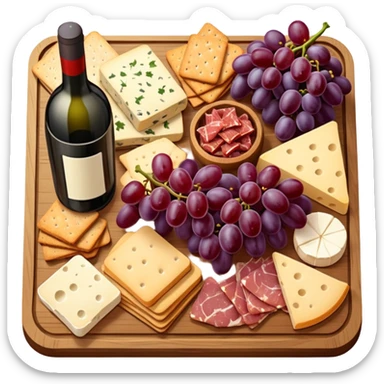 charcuterie board with wine  sticker
