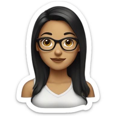 Girl with black hair and black glasses sticker