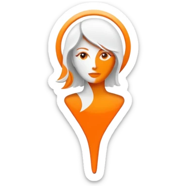 Orange location pin with white woman silhouette inside sticker
