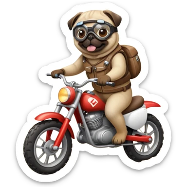 Pug riding a dirt bike  sticker