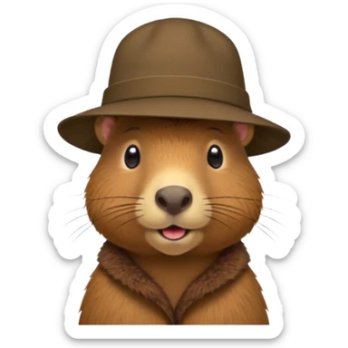 Capibara with a hat sticker