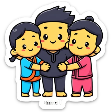 cute characters linking arms with Hindi word Tumse sticker