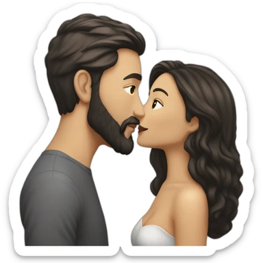 White-man-with-a-smooth-black-hair-cut-fade-and-a-black-beard-kissing-a-white-woman-with-long-brown-waved-hair sticker