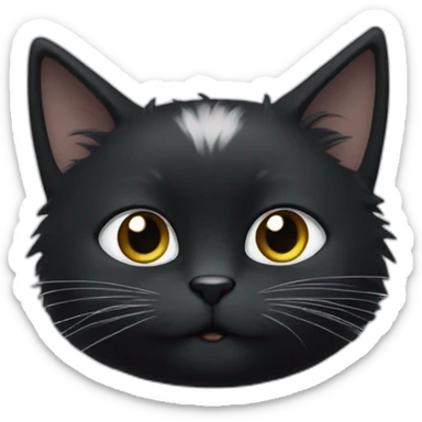 Black cat with white paws and white tuft on chest sticker