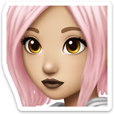 hime gyaru girl, tattoos, blonde and pink hair, dark makeup, white tee sticker