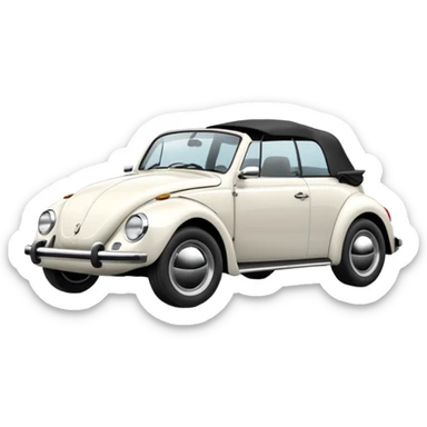 White Volkswagen Beetle convertible  sticker