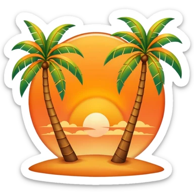 florida plam trees and sunset orange sticker