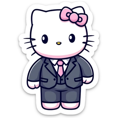 Hello Kitty in business attire working sticker