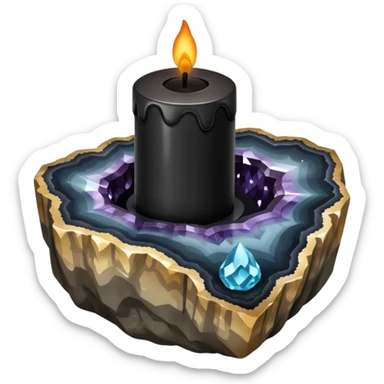 Black candle on a geode crystal  sticker