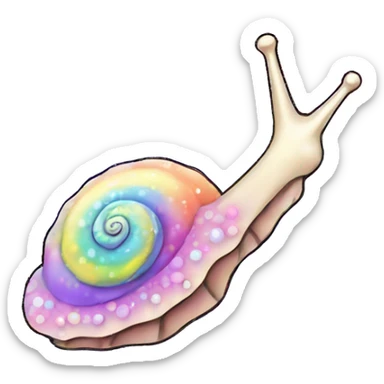pastel neon rainbow bedazzled kawaii sea snail sticker