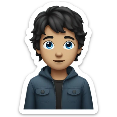 Boy with blue eyes and black hair sticker